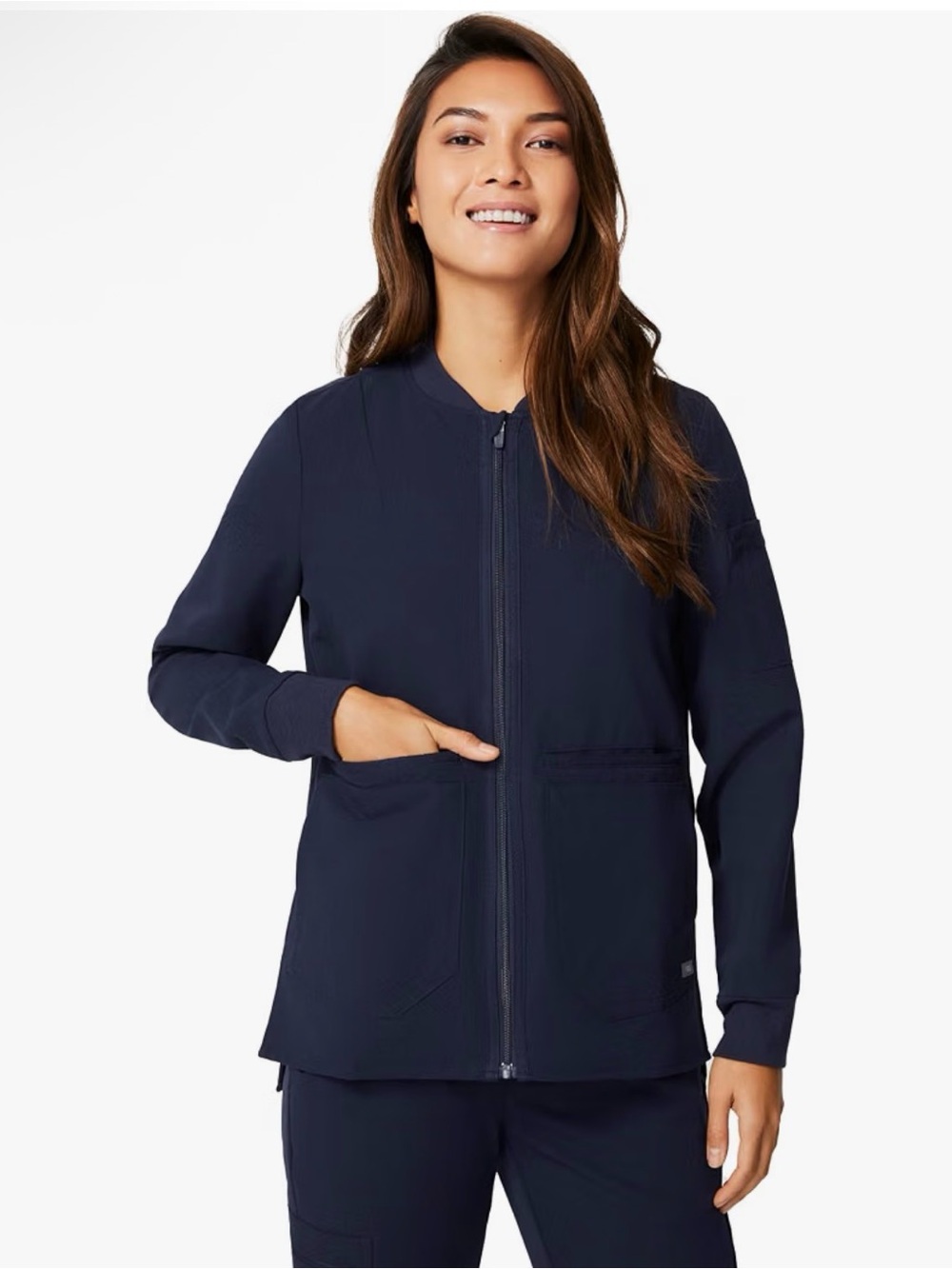 FIGS Bellery Scrub Jacket for Women - Navy classic bomber jacket Size XXS